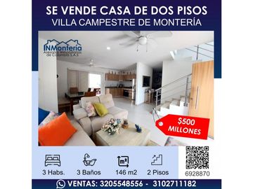 SE VENDE CASA DE DOS PISOS EN VILLA CAMPESTRE DE MONTERA