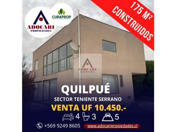 QUILPUÉ - CASA EN VENTA TENIENTE SERRANO - 4D 3B 5E