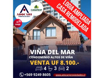 VIÑA DEL MAR - ALTOS DE VIÑA - VENTA DE CASA - 4D 3B 2E