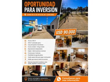 INVERSIÓN CASA +DPTO+GALPON – ZONA R4 A 50 MTS DE AVDA