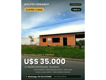 DOS LOTES MAS CASA EN AVENIDA