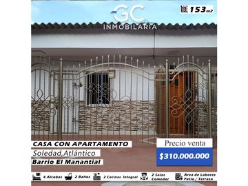 Se vende casa con apartamento - Barrio el manantial -...