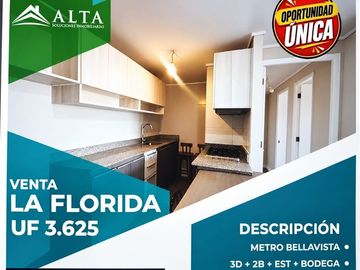 DEPTO. EN VENTA 3 DOR. 2 BAÑOS 1EST 1BODEGA LA FLORIDA