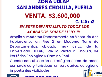 DEPARTAMENTO EN VENTA, ZONA UDLAP ZONA RESIDENCIAL, SAN...