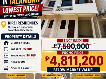 FORECLOSED 3-STOREY HOUSE & LOT FOR SALE IN TALAMBAN...