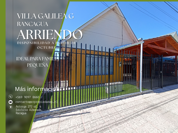 Arriendo Casa en Villa Galilea G Rancagua